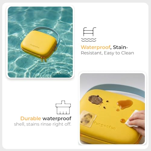 Hard Shell Makeup Case, Waterproof Travel Makeup Organizer with Adjustable Dividers & Brush Holder, Portable Cosmetic Bag with 360° Rotating Handle, Large Capacity Cute Makeup Case for Women
