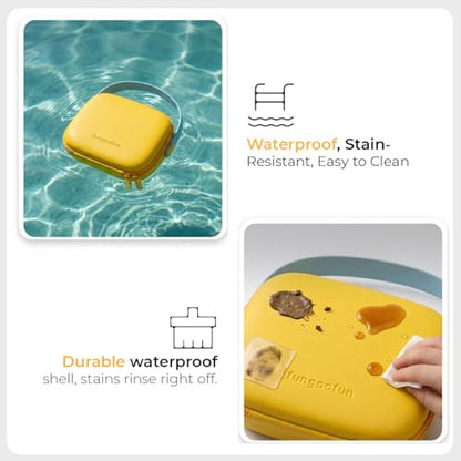 Hard Shell Makeup Case, Waterproof Travel Makeup Organizer with Adjustable Dividers & Brush Holder, Portable Cosmetic Bag with 360° Rotating Handle, Large Capacity Cute Makeup Case for Women