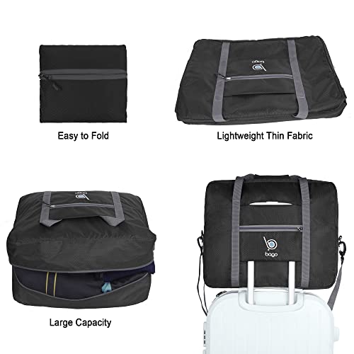 Bago Personal Item Travel Bag For Airlines - Fits As 18x14x8 inches Travel Bag Spirit & Frontier Airlines - Foldable Duffle Bag For Travel - Personal Item Bag Small Carry On Bag For Air Travel - color: Black