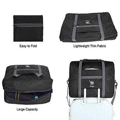 Bago Personal Item Travel Bag For Airlines - Fits As 18x14x8 inches Travel Bag Spirit & Frontier Airlines - Foldable Duffle Bag For Travel - Personal Item Bag Small Carry On Bag For Air Travel - color: Black