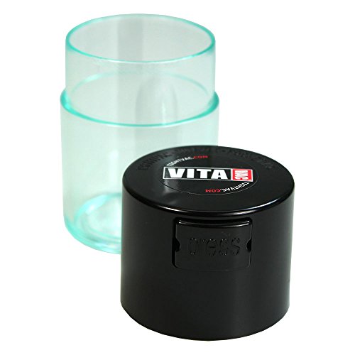 Vitavac - 5g to 20 grams Vacuum Sealed Container - Black Cap & Clear Body - color: Black Clear