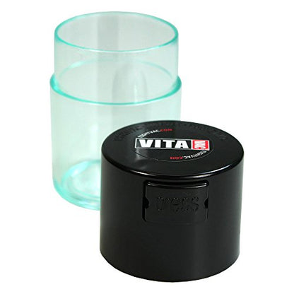 Vitavac - 5g to 20 grams Vacuum Sealed Container - Black Cap & Clear Body - color: Black Clear