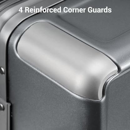 LEVEL8 Zipperless Carry On Luggage Airline Approved with Aluminum Frame, Hard Shell Suitcase with Spinner Wheels, Metal Checked Luggage with Double Tsa Locks, 20 Inch, Grey - color: Grey, size: Carry-On 20 Inch (Without Organizers)