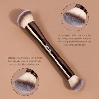 MAANGE Makeup Brush Set 19 PCS Travel Makeup Brushes Eyeshaowder Powder Concealers Foundation Professional Make Up Brush Set with Case (Coffee) - color: Coffee