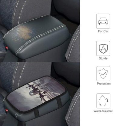 Airplane Art Car Armrest Cover Universal Auto Center Console Pad Car Armrest Set Box Cover Protector for Most Vehicle, SUV, Truck, One Size