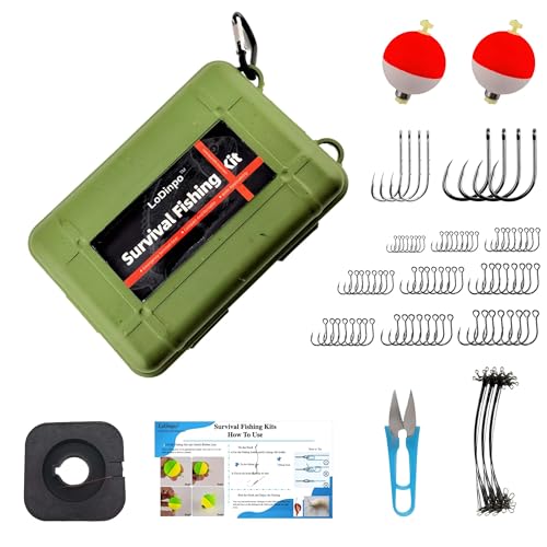 Mini Survival Fishing Kit Small Emergency Fishing TackleBox Pocket Outdoor Fishing Set Travel Party Fishing shoebox Surf Survivalist Fishing Accessories Pack Fishing Gear Gifts for Starter Men - color: Jungle Green