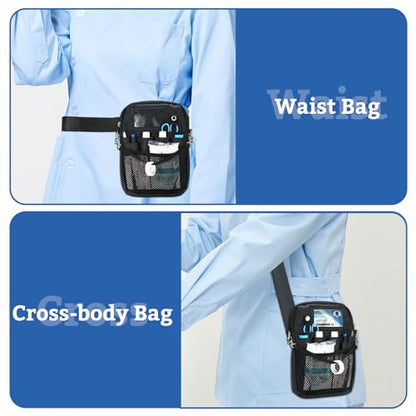 ProCase Nurse Fanny Pack, Lightweight Utility Organizer Pouch for Medical Supplies, Stethoscope, Scissors for RN EMT -Black, Small