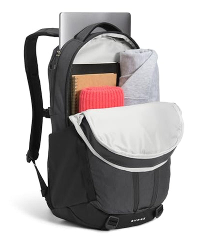 THE NORTH FACE Surge Commuter Laptop Backpack | Daypack With Water Repellent Finish, 16" Laptop Sleeve, Reflective Details - color: Asphalt Grey Light Heather/Tnf Black-npf, size: One Size