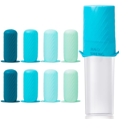 Mrsdry Bottle Covers for Travel, Leak Proofing, Travel Size Container Silicone toiletry sleeves, Leak Locks Travel Accessories for Shampoo Wash Body Bottles and other beauty and personal care(8pcs) - color: Sky, size: 8Pack