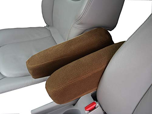 Car Console Covers Plus Pair of Fleece Armrest Covers Designed for Honda Pilot 2016-2022 for Pull Down Armrests Made in USA Brown - color: BROWN