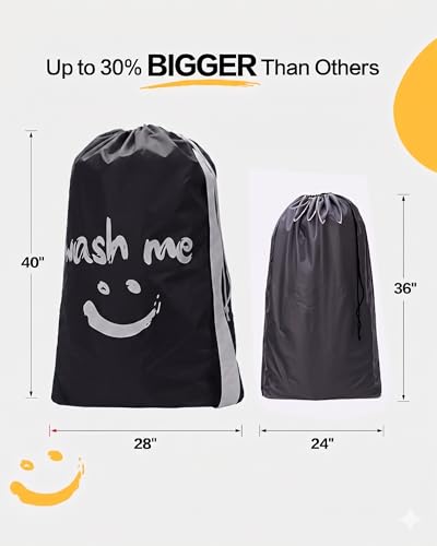 HOMEST 2 Pack XL Wash Me Travel Laundry Bag with Strap, Dirty Garments Organizer, Large Enough to Hold 4 Loads of Clothes, Easy Fit a Hamper or Clothing Basket, Black and Red - color: (Ⅲ- With strap )Black & Red