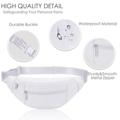 MAXTOP Large Crossbody Fanny Pack with 4-Zipper Pockets,Gifts for Enjoy Sports Festival Workout Traveling Running Casual Hands-Free Wallets Waist Pack Phone Bag Carrying All Phones - color: White, style: Large Fanny Pack(4 Zipper Pockets)