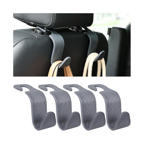 4PCS Car Seat Headrest Hooks, Auto Back Seat Hanger Holder, Durable Stylish Vehicle Organizer Universal Car Interior Accessories, Storage Hooks for Purses, Bags, Clothes (Carbon Fiber/Grey) - color: Carbon Fiber/Grey