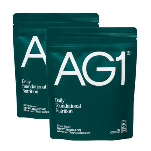 AG1 Greens Powder Supplement | Improve Gut Health | Multivitamin, Probiotic, Gluten Free, Vegan and Keto Friendly | 75 Vitamins (Athletic Greens) - 2 Pack, Classic Formula (30 Servings Per Pouch) - style: Double Refill Pouch: 30 Servings (Pack of 2)