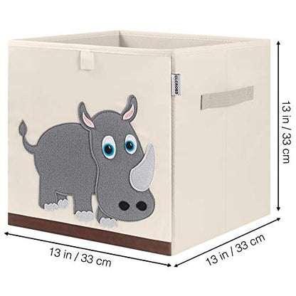 Foldable Animal Cube Storage Bins Fabric Toy Box/Chest/Organizer for Kids Nursery, 13 inch (Rhino) - color: Rhino