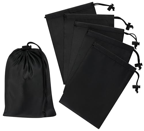 PALTERWEAR Drawstring Bag with Toggle - Nylon Cinch and Ditty Pouch - Six Pack (Black, 5 x 7 Inch, Set of 6) - color: Black, size: 5 x 7 Inch