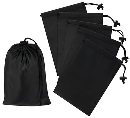 PALTERWEAR Drawstring Bag with Toggle - Nylon Cinch and Ditty Pouch - Six Pack (Black, 5 x 7 Inch, Set of 6) - color: Black, size: 5 x 7 Inch
