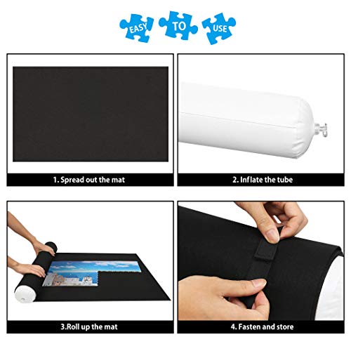Lavievert Jigsaw Puzzle Roll Mat Puzzle Storage Saver Black Felt Mat, Long Box Package, No Folded Creases, Jigroll Up to 1,500 Pieces - Comes with A Drawstring Opening Design Bag - color: Black With a Storage Bag