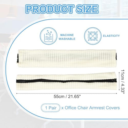 PATIKIL 22x4.3 in Office Chair Armrest Covers, 1 Pair Office Chair Arm Covers Long Computer Chairs Arm Rest Cover with Zipper Removable Rest Slipcover Hand Rest Protector, Natural White - color: Natural White, size: 22"