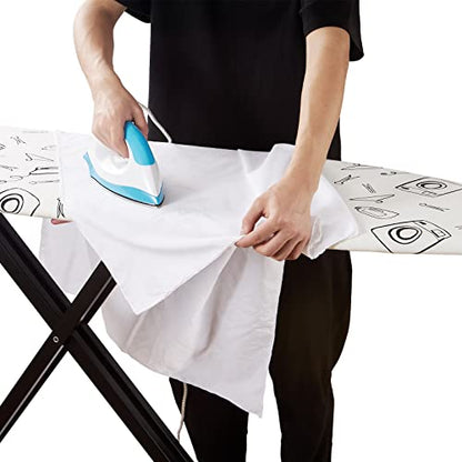 Seiritex Ironing Board Cover and Pad Standard Size 15 x 54 inch, Heat Reflective with Hook and Loop Fasteners, Thick Padding with Elasticized Edges, 3 Layers Iron Board Cover (White) - color: White, size: 15x54