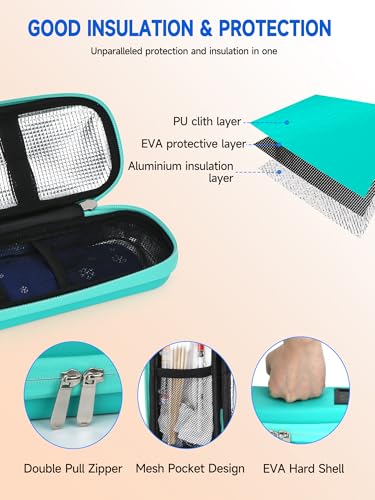EVA Insulated Cooler Travel Case for Zepbound Injector Pens, 2 TSA Approved Ice Pack, Real-Time Temperature Display, Medication Cooler for Travel & Daily Use - color: Compatible With Zepbound Pens