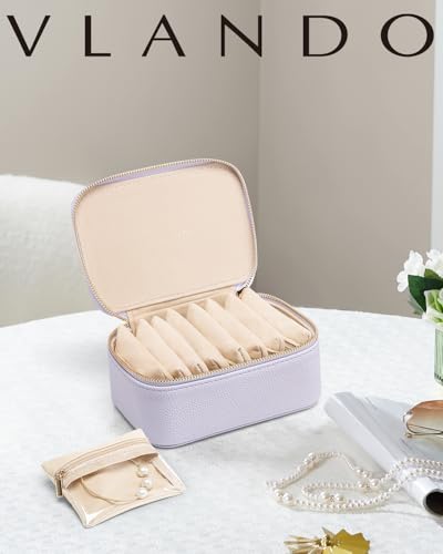 Vlando Jewelry Travel Case,Travel Jewelry Organizer with Clear Velvet Jewelry Bags Zipper Pouch for Women Girl Gift- 8Pcs Purple - color: C.8PCS Purple