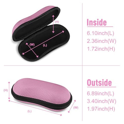 FINTIE Sunglasses Case, Hard EVA Shell Shockproof Sport Glasses Case with Metal Carabiner Travel Zipper Eyeglasses Holder - color: Pink