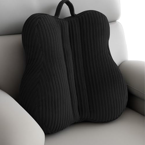 Lumbar Support Pillow for Recliner, Back Support Pillow for Office Chair, Back Cushion with Shredded Foam for Back Pain Relief & Reading, Lumbar Cushions for Couch, Sofa Seat, Car, Black - color: Black