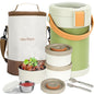 67oz/2L Thermo for Hot Food, 304 Stainless Vacuum Insulated Soup Thermo, Leakproof Thermal Lunch Box with 3 Stackable Bento Boxes & Leakproof Sauce Cups for Adults Office Travel Camping - Green - color: Green(Simple Version）