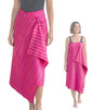 3-in-1 Wearable Beach Wrap & Lightweight Travel Towel – Sarong with Secure Button Closure, Quick-Dry Sand-Free Microfiber, Adjustable Fit (64”x33”, Fits S–4X), Compact Pool & Beach Essential - color: Pink - Blue Lines
