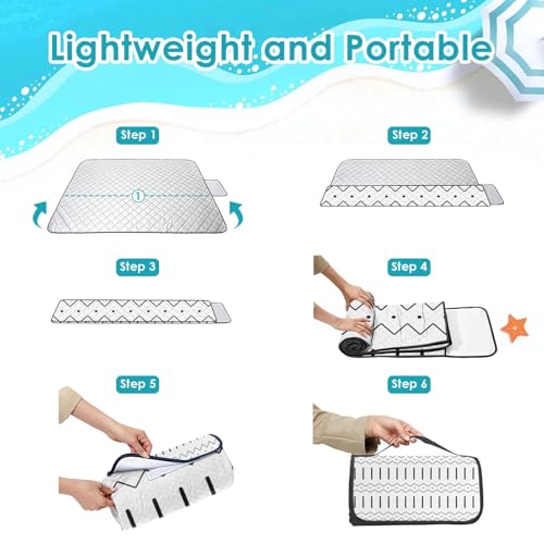 Waterproof Picnic Outdoor Blanket, 79" x 59" Sandproof Foldable Large Picnic Blanket for Beach, Camping, Park, Travel, Concert, Great Gift for Families and Couples (Simple Lines) - color: Simple Lines 02
