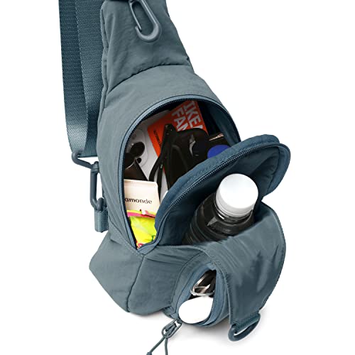 ODODOS Sling Bag with Adjustable Straps Crossbody Chest Bag Lightweight Backpack for Casual Traveling Hiking - color: Teal Blue