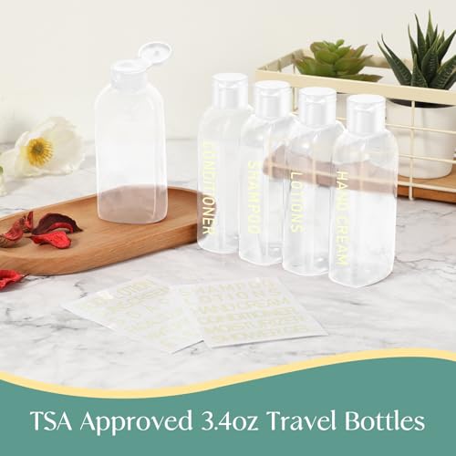 Travel Shampoo Bottles 5 pcs 3.4oz TSA Approved Travel Bottles for Toiletries Travel Size Bottles Leak Proof Empty Lotion Containers with Flip Cap Small Plastic Squeeze Bottlesp-Clear - color: Clear