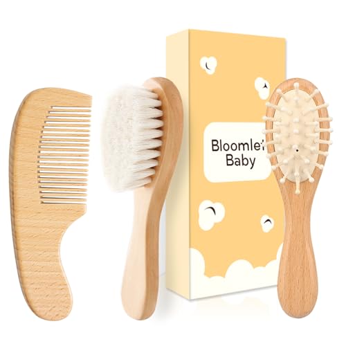 Baby Grooming Kit,Baby Health Care Kit,Baby Brush Soft Bristles Baby Nail Kit Nursery Care Kit Set (3pcs Wooden) - color: 3pcs Wooden
