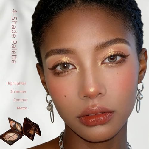 4-in-1 Glow Palette: Highlighter, Contour, Matte Eyeshadow & Bronzer for Cheeks & Eyes | Glow Wardrobe & Makeup Palette | Versatile Face & Eye Cosmetics