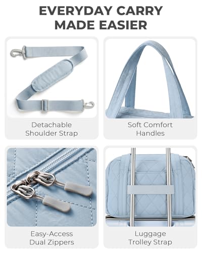 Percover Weekender Bag for Women, Ultra Lightweight Travel Duffle, Carry On Personal Item Overnight Bag with Toiletry Pouch & Compartments, Quilted Gym & Travel Bag, Slate Blue - color: Slate Blue