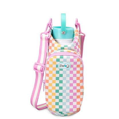 Swig Life Water Bottle Sling Bag, Water Bottle Holder with Adjustable Strap, Carrier Bag with Zippered Phone Pocket, Holds 36oz (Check Mate) - color: Check Mate