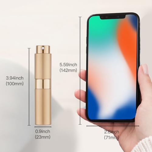 LISAPACK 8ML Atomizer Perfume Spray Bottle for Travel, Empty Refillable Cologne Dispenser, Portable Sprayer (Rose Gold) - color: Rose gold