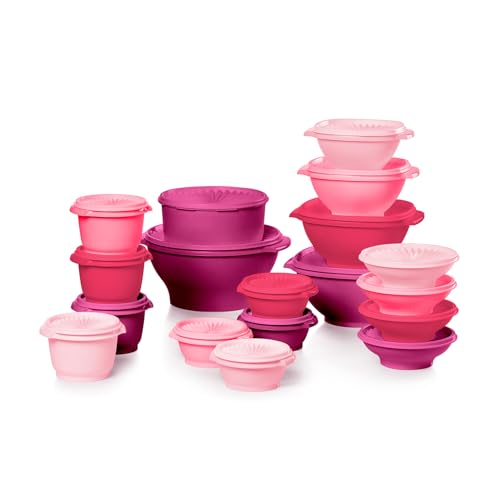 Tupperware Heritage Collection, New 36 Piece Food Storage Container Set in Vintage Pink, Dishwasher Safe and BPA Free (18 containers, 18 lids)
