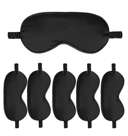 6PACK Silk Sleep Mask Satin Eye Masks Blackout Silky Eyeshade Cover Soft Blindfold Eyeshades for Women Sleeping Travel Gift - color: Black