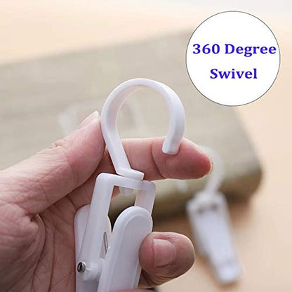 Super Strong Swivel Hanging Hooks - Laundry & Curtain Clips, Clothes Pins - Beach Towel Clips, 4.3-inch, White (10-pack) - color: White