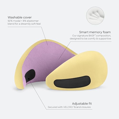 Ostrichpillow Go Neck Pillow, Travel Pillows for Airplanes, Premium Memory Foam Travel Pillow, 360º Ergonomic Design, Asymmetrical Sides, Travel Bag Included, Washable Modal Cover - color: Daydream