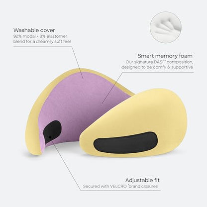 Ostrichpillow Go Neck Pillow, Travel Pillows for Airplanes, Premium Memory Foam Travel Pillow, 360º Ergonomic Design, Asymmetrical Sides, Travel Bag Included, Washable Modal Cover - color: Daydream