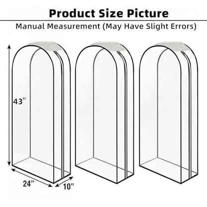 Clear Garment Bags for Hanging Clothes 3-piece set 43inches Storage Bags With Zipper for Shirts, Suit,Jackets,Coats,Sweater,Short Skirt,Gowns,etc. - size: 43inch