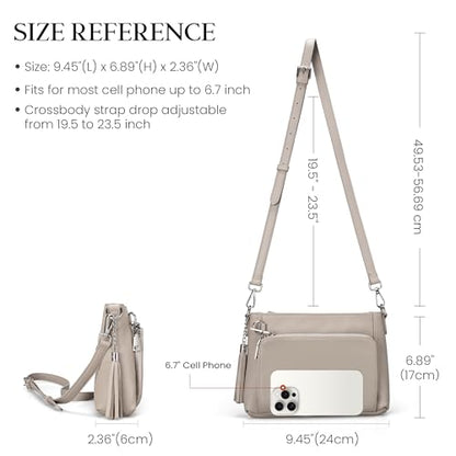 befen Anti Theft Genuine Leather Crossbody Bags for Women Handbags and Shoulder Basg with Built in Wallet RFID Leather Purse - color: Grey