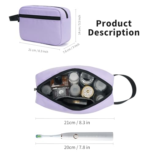 Travel Hanging Toiletry Bag with Carry Handle - Water-Resistant Small Cosmetic Organizer for Men & Women, Makeup, Shaving Kit, Gym & Travel Essentials (Lavender) - color: Lavender
