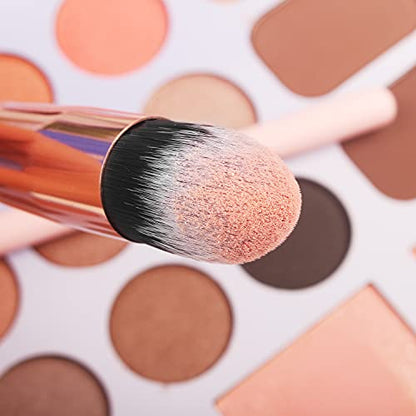 Real Perfection Makeup Brush Set 16 Pcs with 1 Eyebrow Razor Premium Synthetic Foundation Powder Concealers Eyeshadow Blush Makeup Brushes Make up Brushes Kit (Pink) - color: Pink