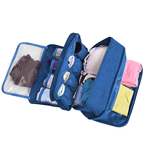 Travel Multi-function Underwear Organize Storage Bag Portable Bra Socks Lingerie Accessories Pack Cube Toiletry Bag - color: Sky blue