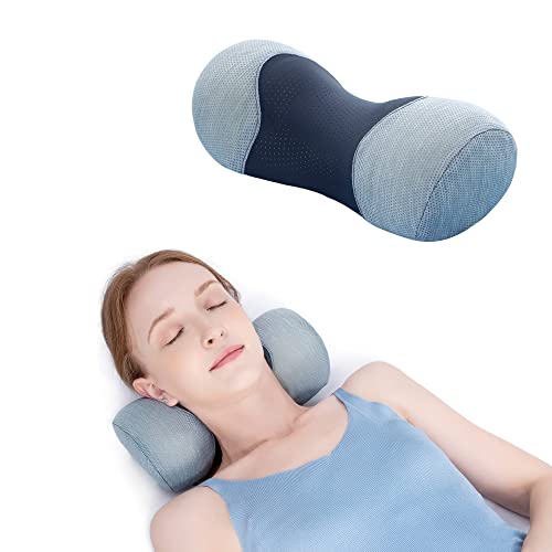 Bespilow Small Neck Roll Pillow,Say Goodbye to Neck Pain, Cervical Memory Foam Pillow for Tension Muscle Relief, Contour Support, Shoulder Pain Relaxer with Breathable Pillowcase, Odorless - color: 1 Pillow +1 Pillowcase (Grey)