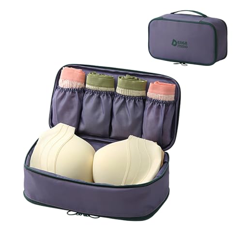 Portable Underwear Bra Storage Bag Waterproof Travel Organizers Multi-Layer Toiletry Packing Cube - color: deep Purple